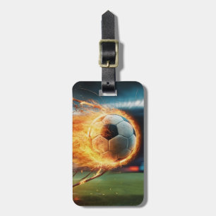 Trendy Soccer Ball on Fire Football Personalised Luggage Tag