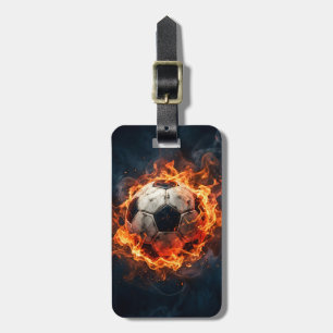 Trendy Soccer Ball on Fire Football Personalised Luggage Tag