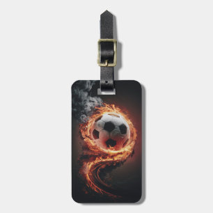 Trendy Soccer Ball on Fire Football Personalised Luggage Tag