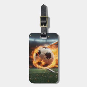 Trendy Soccer Ball on Fire Football Personalised Luggage Tag