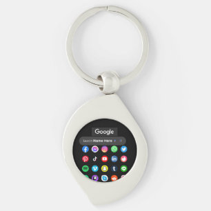 Trendy Social Media Icons Google Search Bar Black Key Ring