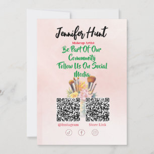 Trendy Social Media QR Code Makeup Artist Invitation