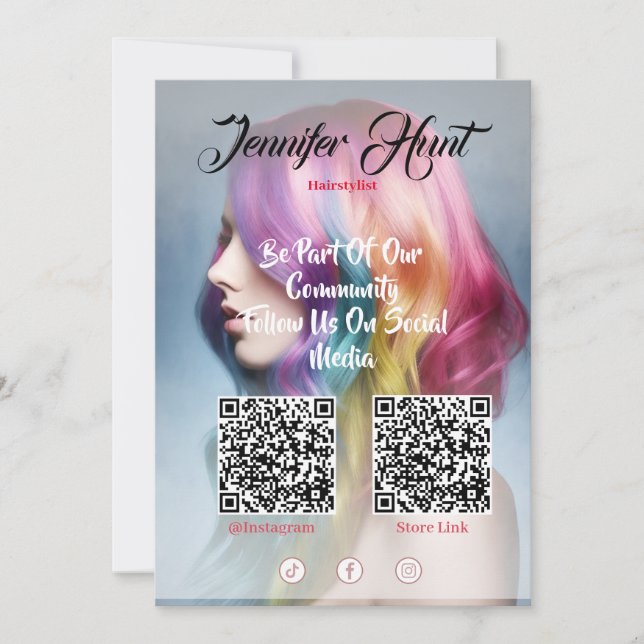 Trendy Social Media Style QR code   Invitation (Front)