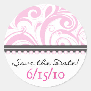 Trendy Soft Pink Swirlies Save the Date Sticker