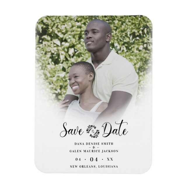 Trendy Sophisticated Custom Chic Photo Engagement Magnet (Vertical)