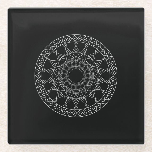 Trendy Southwestern ethnic tribal pattern Glass Coaster (Front)