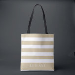Trendy Soybean Beige Stripe Pattern Tote Bag<br><div class="desc">Trendy soybean beige and white stripe pattern,  tote bag. Personalise with name and bridal party title.</div>