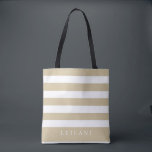 Trendy Soybean Beige Stripe Pattern Tote Bag<br><div class="desc">Trendy soybean beige and white stripe pattern,  tote bag. Personalise with name and bridal party title.</div>