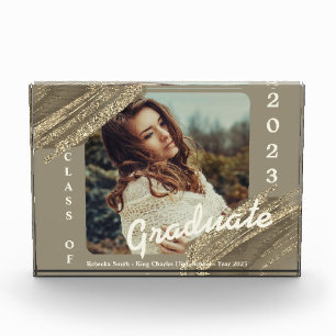 Trendy Spark Gold Graduation Photo Announcement Block