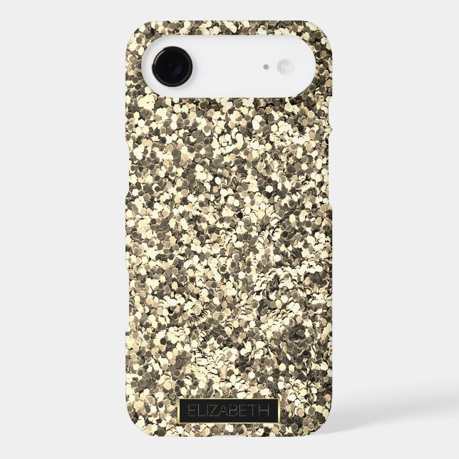 Trendy Sparkling Gold Glitter, Frame- Personalised Case-Mate iPhone Case (Back)