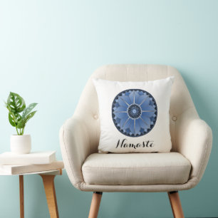 Trendy Spiritual Blue Mandala Namaste Cushion
