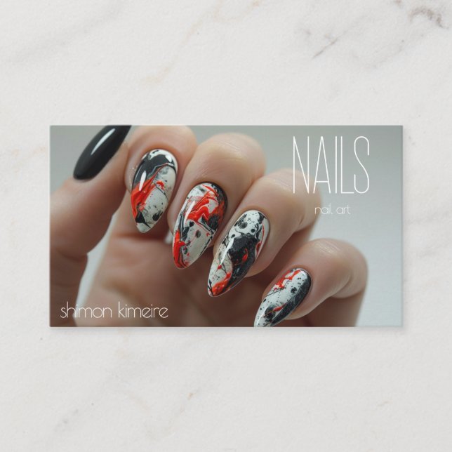Trendy Splatter Paint Nail Art Manicurist Loyalty  Business Card (Front)