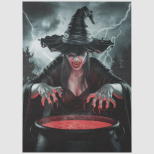 Trendy Spooky Halloween witch and Cauldron Tissue Paper