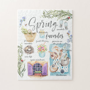 Trendy Spring Favorites   Watercolor Illustration Jigsaw Puzzle