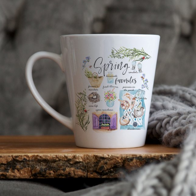 Trendy Spring Favourites | Watercolor Illustration Latte Mug (Creator Uploaded)