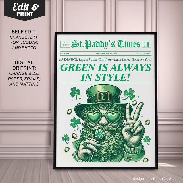 Trendy St. Patricks Wall Art Retro Newspaper Print (Trendy St. Patricks Wall Art Retro Newspaper Print)