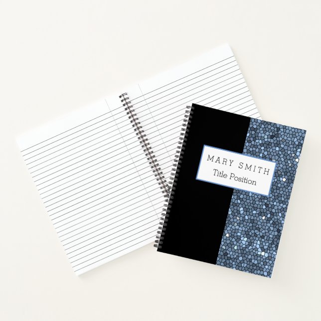 Trendy Stained Glass Black Silver Blue Notebook (Inside)