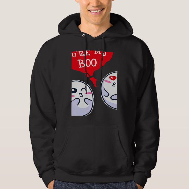 Trendy Statement Valentine's Day Couple Heart Roma Hoodie (Front)