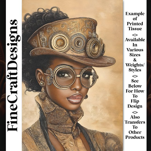 Trendy Steampunk Dark Skin Woman AD1Z Decoupage Tissue Paper (Creator Uploaded)