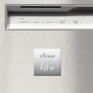 Trendy Steel Grey Clean or Dirty Dishwasher Magnet