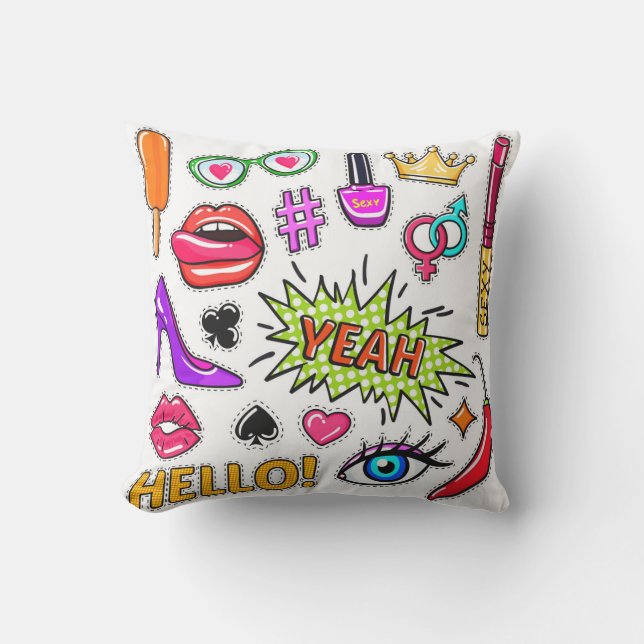 "Trendy stickers         Throw Pillow (Front)
