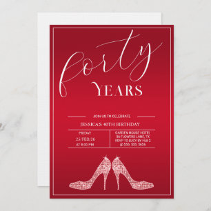 Trendy Stiletto's Modern Feminine 40th Birthday Invitation