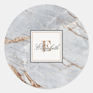 Trendy  Stone Marble Texture, Monogram Luggage Tag