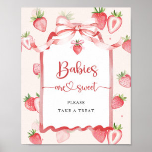 Trendy Strawberry Babies are Sweet Baby Shower Poster