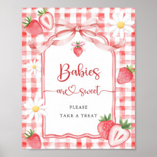Trendy Strawberry Babies are Sweet Baby Shower Poster