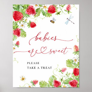 Trendy Strawberry Babies are Sweet Baby Shower Poster