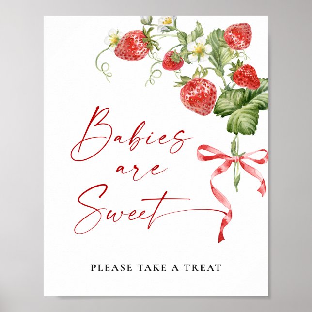 Trendy Strawberry Babies are Sweet Baby Shower Poster (Front)