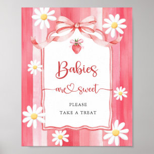 Trendy Strawberry Babies are Sweet Baby Shower Poster