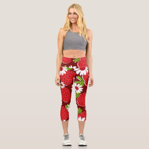 Trendy strawberry capri leggings