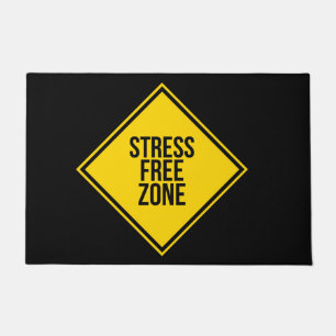 Trendy Stress Free Zone Quote Yellow Black Doormat