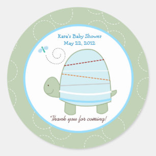 Trendy Stripe Turtle Custom Favour Sticker
