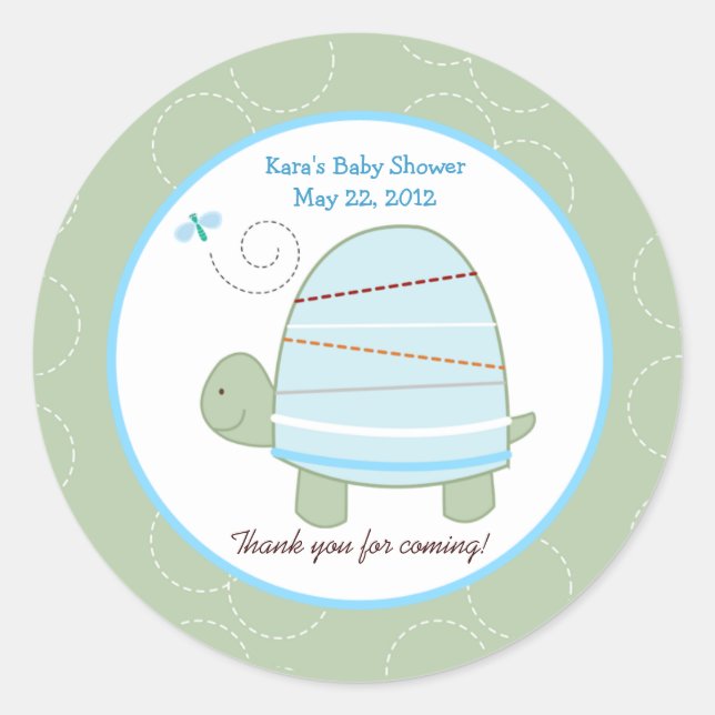 Trendy Stripe Turtle Custom Favour Sticker (Front)