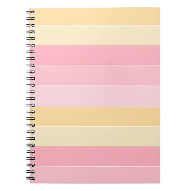 Trendy Striped Elegant Pastel Colours Template Notebook (Front)