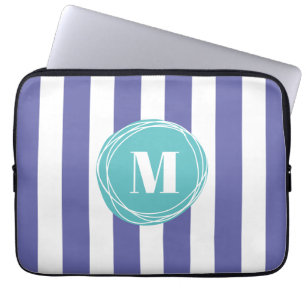 Trendy Striped Monogram Laptop Sleeve