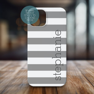 Trendy Striped Pattern with name - Charcoal Grey Case-Mate iPhone 14 Pro Case