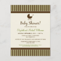 Trendy Stripes Baby Shower Invitation (lime/brown)