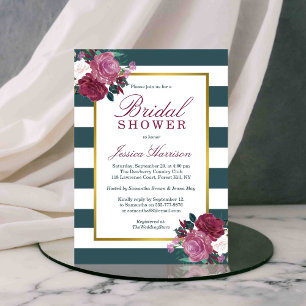 Trendy Stripes Floral Bridal Shower Invitation