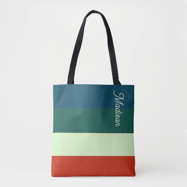 Trendy Stripes Pattern Personalised Tote Bag (Front)