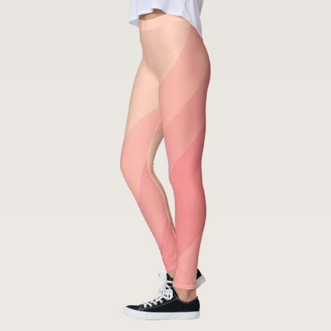 Trendy Stripes Template Elegant Pastel Peach Tones Leggings (Left)