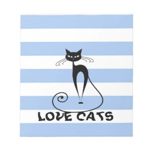 Trendy stripes whimsical funny cat notepad