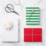 Trendy Stripes Xmas Red Green White Solid Colour Wrapping Paper Sheet<br><div class="desc">A modern trio of solid red,  white and green stripes wrapping paper sheets. A compliment to your gifts for the holiday season.</div>