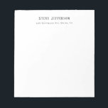 Trendy Style Elegant Minimalist Plain Black White Notepad<br><div class="desc">Represent yourself with this modern,  minimalist design. This template can be customized to meet all professional occupations.</div>