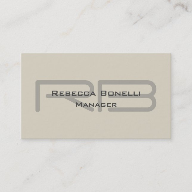 Trendy Style Monogram Minimalist Plain Simple Business Card (Front)
