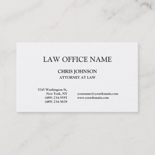 Trendy Stylish Attorney at Law Business Card (Front)