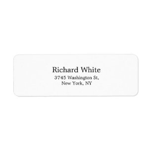 Trendy Stylish Black & White Plain Elegant Modern Return Address Label
