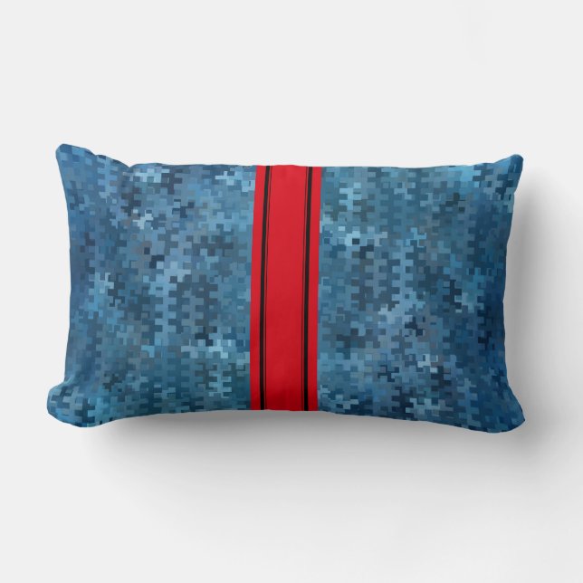 Trendy Stylish Blue Pattern Lumbar Cushion (Front)